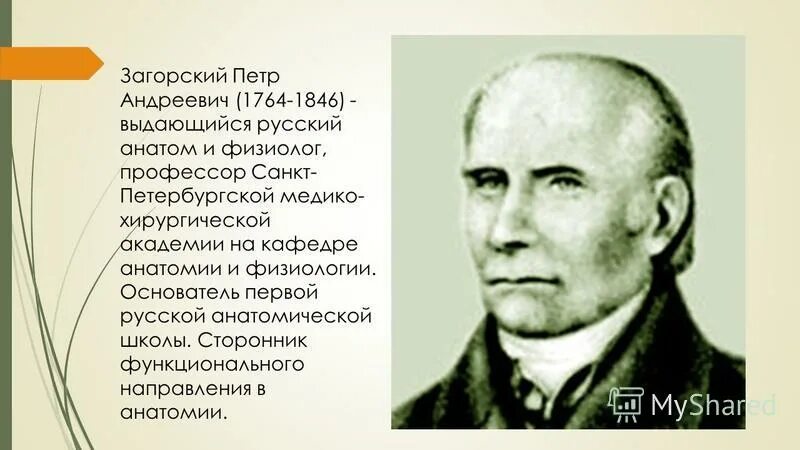 Краткий очерк истории анатомии. А. Петр андреевич загорский (1764-1846). Основатель башкирской научной школы анатомов был. Основатель башкирской научной школы анатомов был.