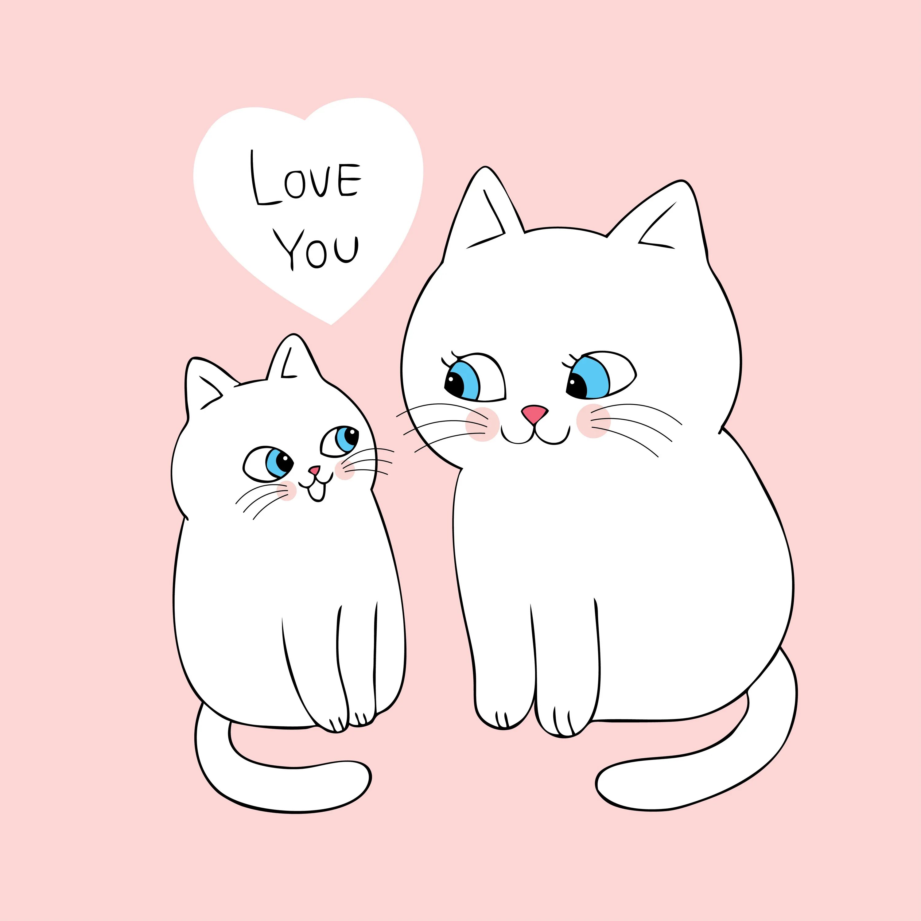 2 нарисованных котиков