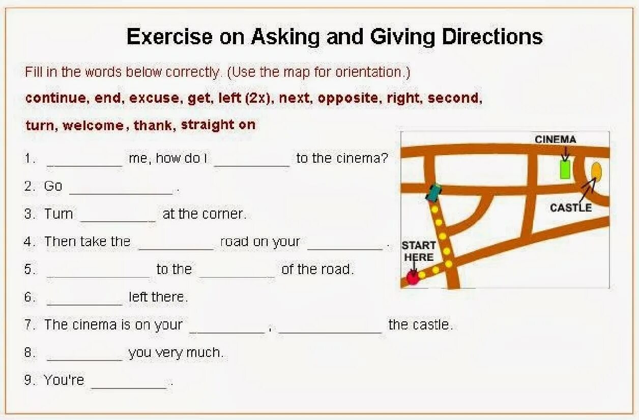 Asking for reply. Directions задания. Giving Directions упражнения. Карта giving Directions. Giving the Directions задания.