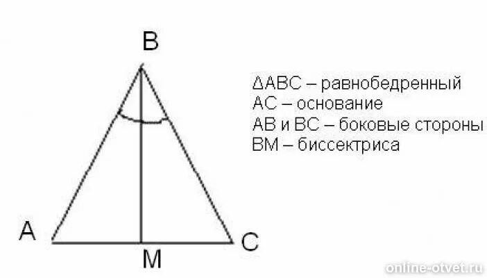 Построение высоты равнобедренного треугольника