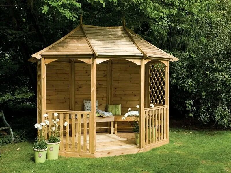 Image detail for -12 x 16 cedar rectangular gazebo shown with optional cedar shi