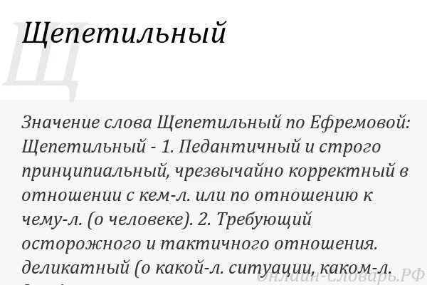 Что означает в романе слово щепетильный