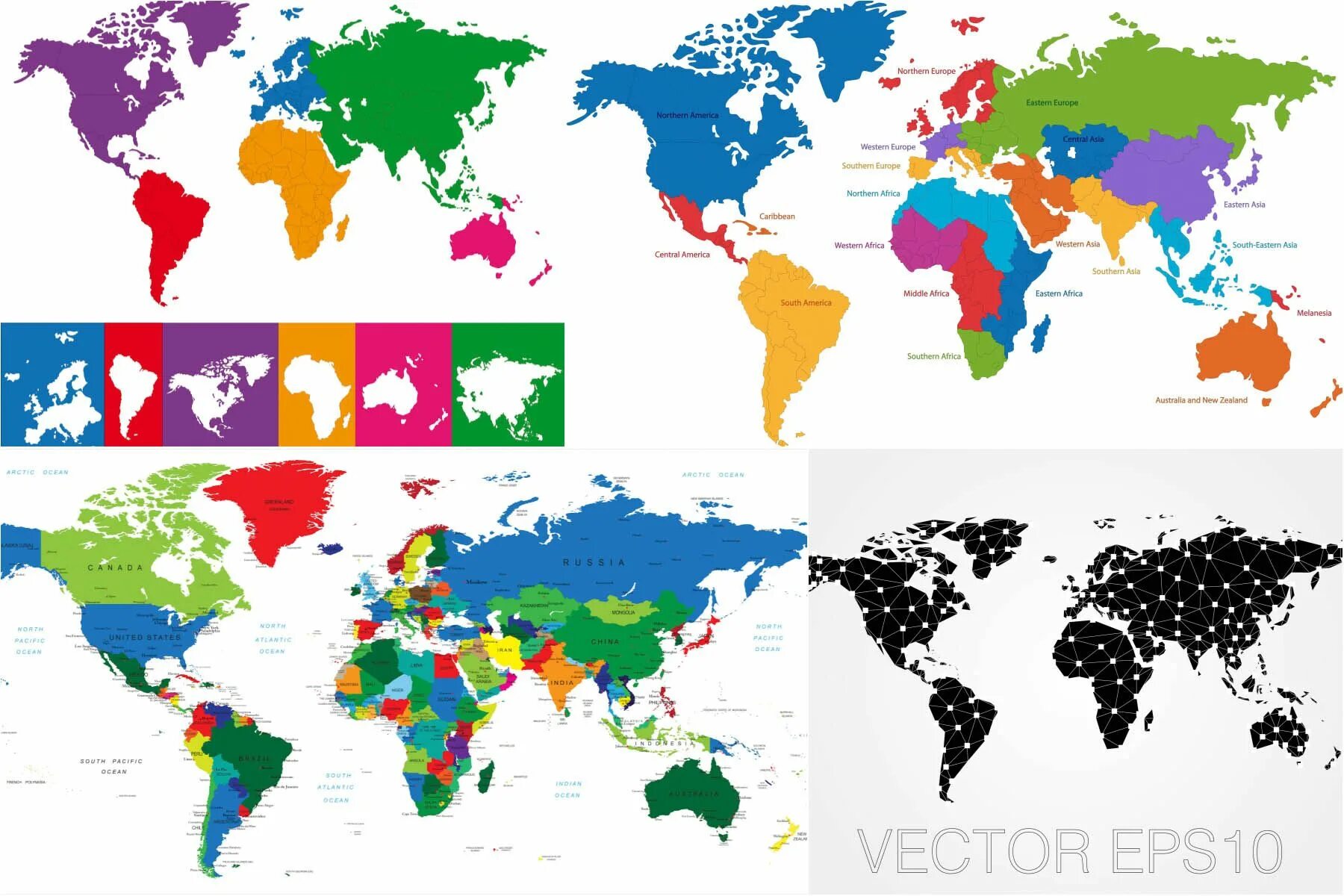 World is colours. Карта вектор.