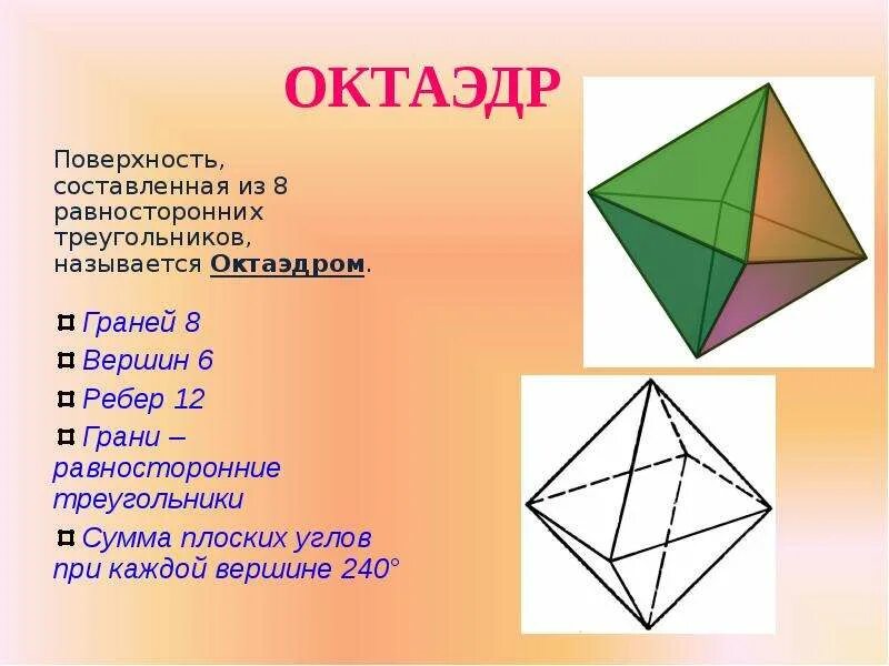 Октаэдр состоит из. У октаэдра 6 вершин. Виды октаэдров. Площадь октаэдра. Плоские углы октаэдра.