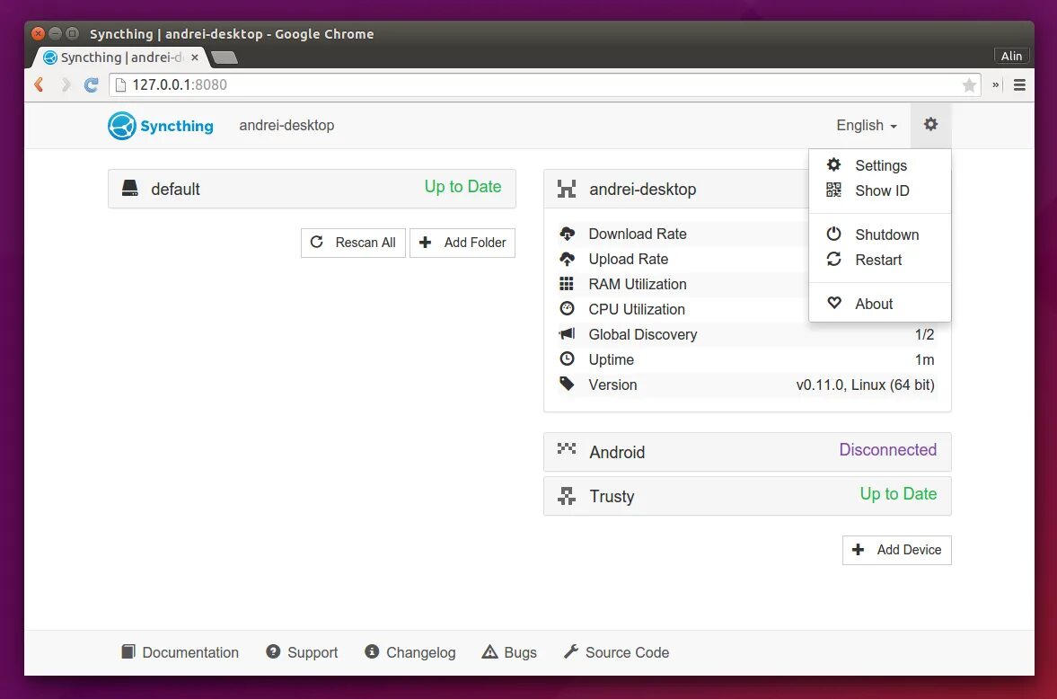 Syncthing. Syncthing github. syncthing gtk. syncthing скриншот.