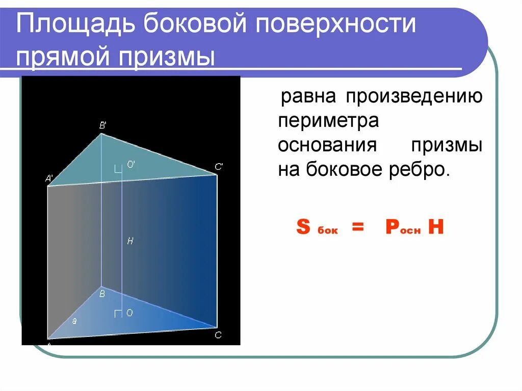 Произведение периметра основания на высоту призмы равно. Площадь боковой поверхности Призмы формула. Периметр основания прямой треугольной Призмы формула. Периметр основания Призмы треугольной равна. Периметр основания боковой Призмы.