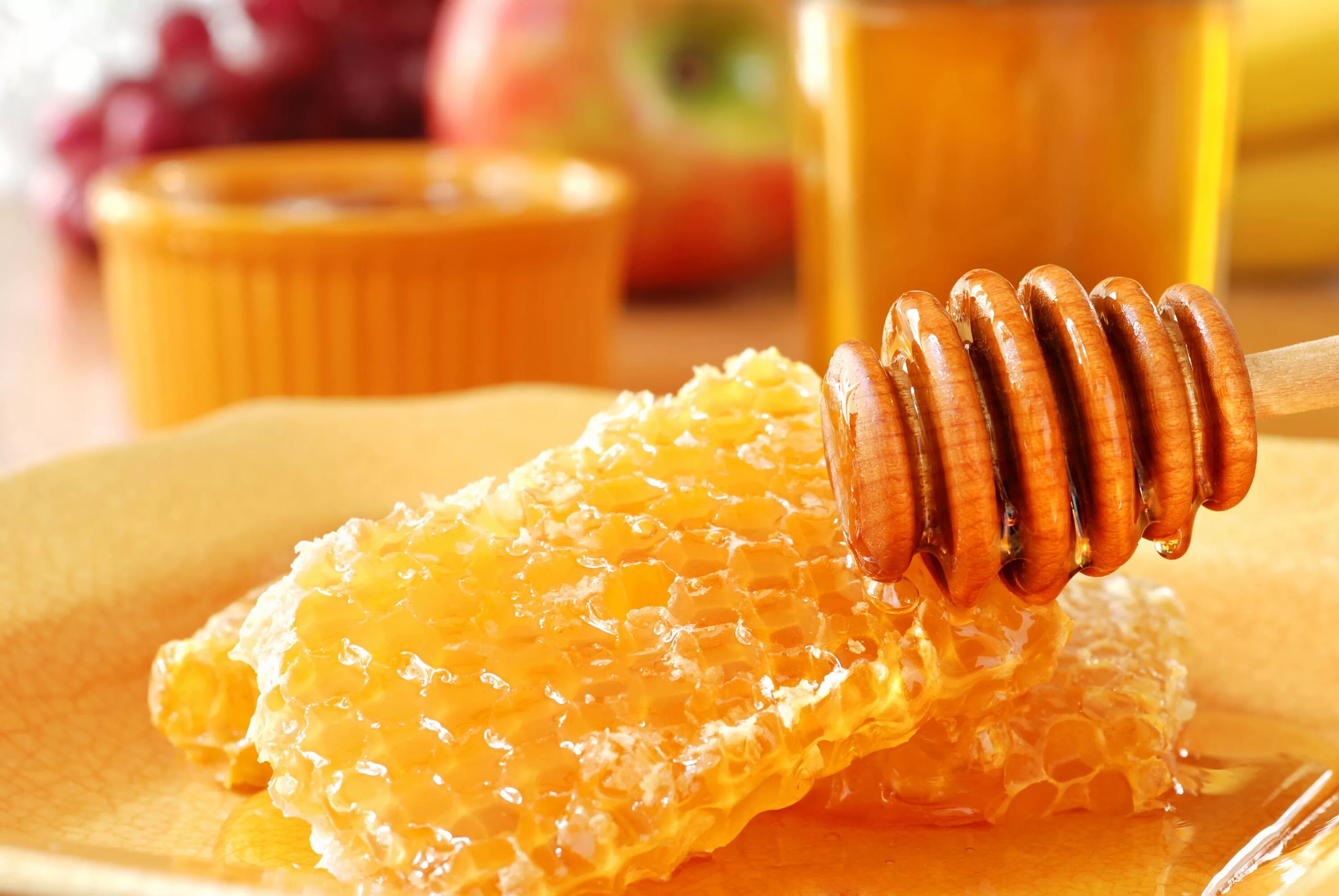 Honey медовый. Мед. Пчелиный мёд. Пчелы и мед. Соты меда.