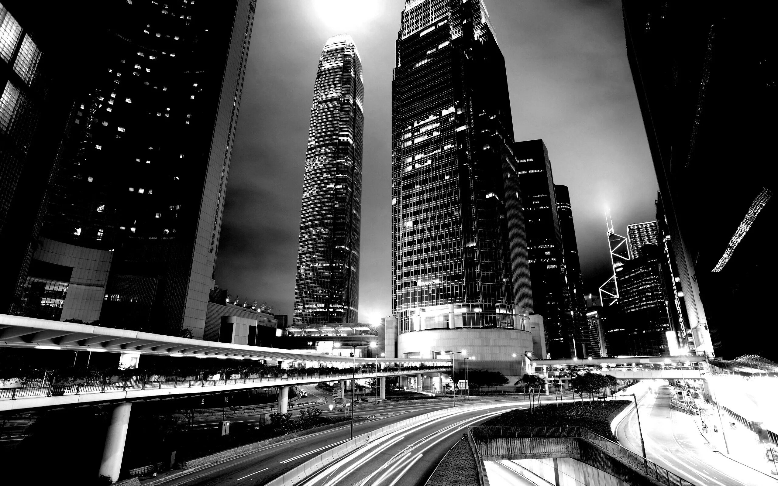 черно белые обои городов. ночной город. нью-йорк сити чб. эмпайр-стейт-билдинг. силуэт ночного города.