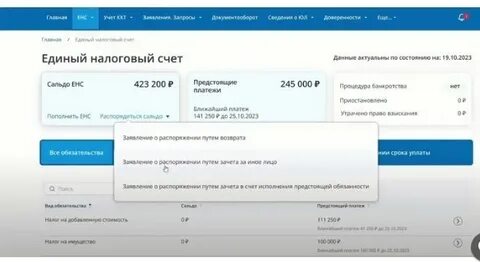 Сальдо в кабинете налогоплательщика