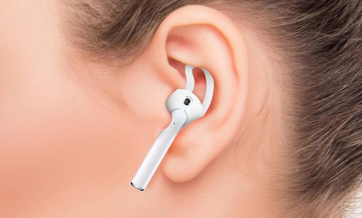 Прослушивание airpods. Apple AIRPODS 2 С держателем на уши. Наушники Apple AIRPODS В ушах. Apple AIRPODS 2 В ухе. Наушники аирподс 2 в ухе.