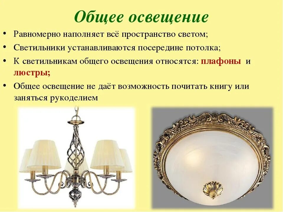 Определить общее освещение. Освещение жилого дома презентация. типы освещения. освещение жилого дома по технологии. типы светильников.