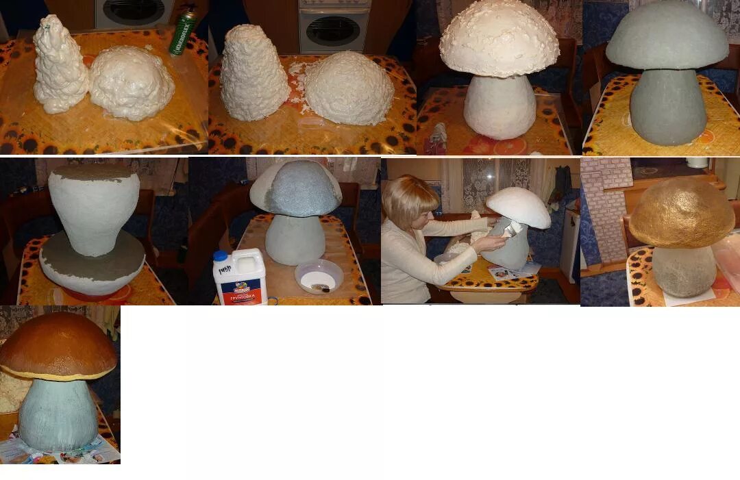 грибы из дерева своими руками. грибы из цемента для сада. гриб из гипса. маленькие грибочки своими руками. гриб из монтажной пены для детского сада.