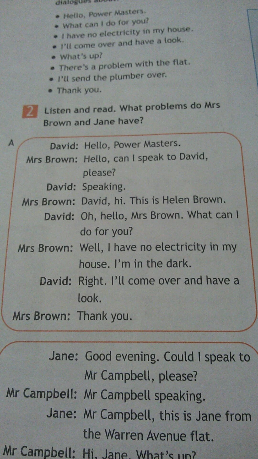 Hello диалог. Hello Power Masters. 2. Listen and read. What problems do Mrs Brown and Jane have?. Read the Dialogue hello is that Mrs Green. Complete the dialogue hello hello