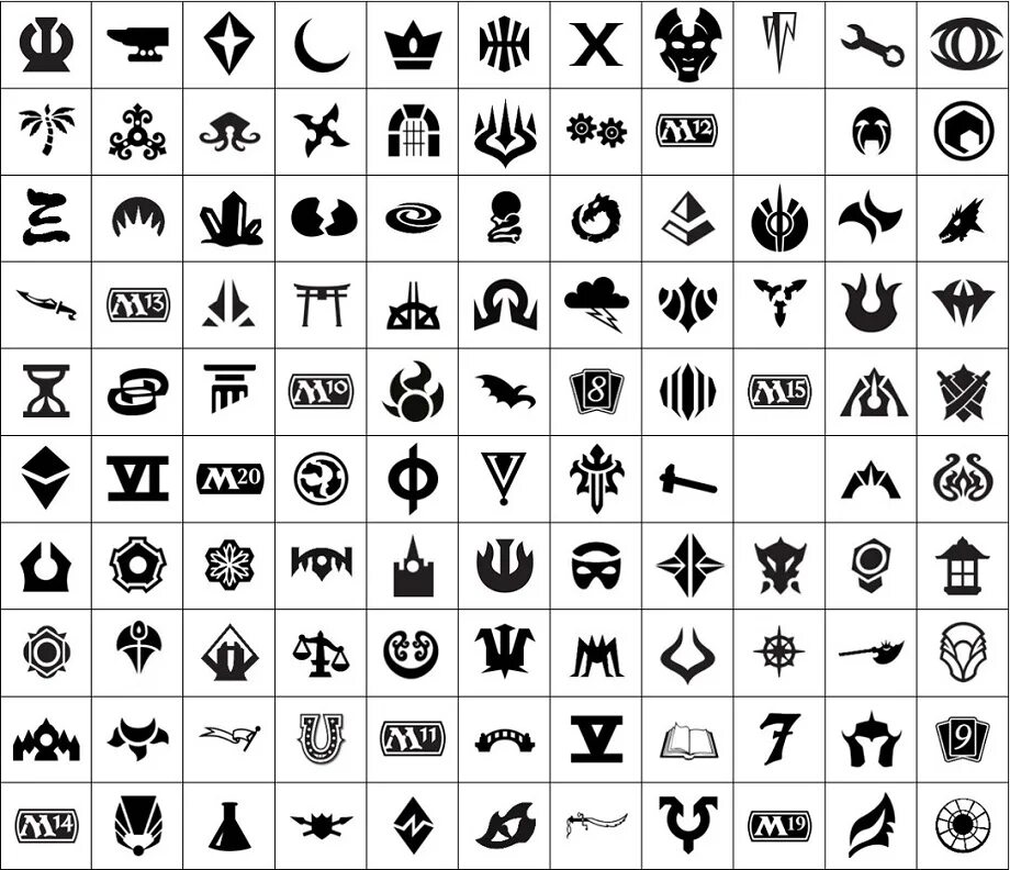 Symbols list