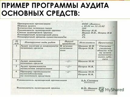 Программа аудита пример