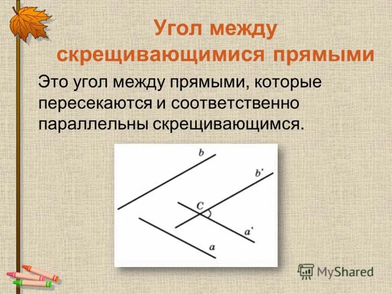 Углом между прямыми называют. Как строить угол между прямыми. Угол между скрещивающимися прямыми. Угол между скрещивающихся прямых. Угол между прямыми скрещивающимис.