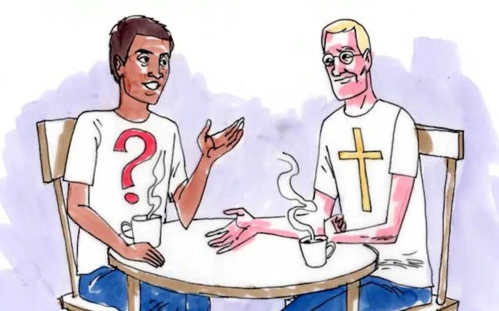 Отрицающие бога. Верующий и неверующий карикатура. Разговор атеиста и верующего. Карикатуры на религию. Разговор верующего и неверующего.