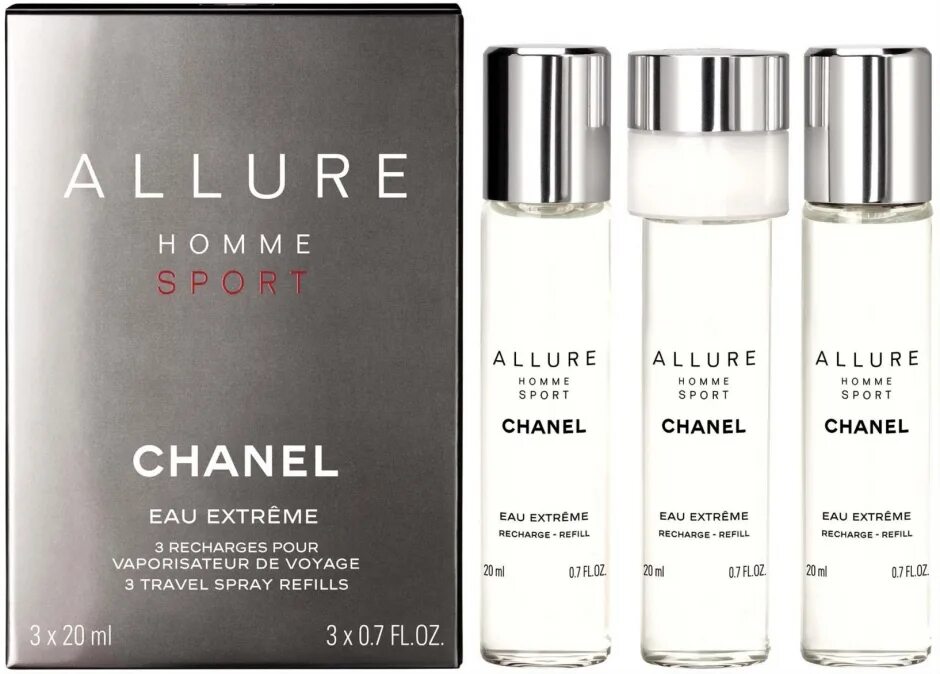 Allure homme sport eau. Chanel Allure homme Sport Eau extreme 20 ml. Allure Sport Eau extreme 3x20. Allure homme Sport Eau extreme EDP 3x20ml Refills. Шанель Allure homme 20 мл.