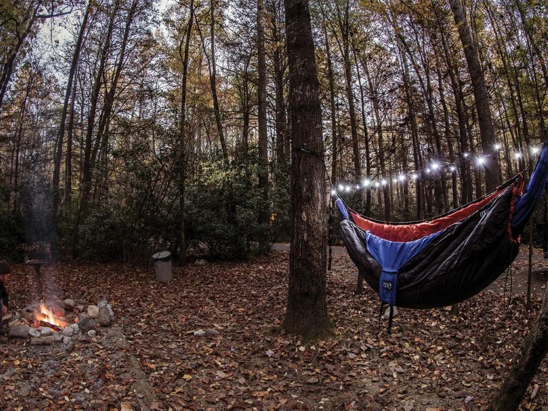 Tent String Light. Camp Light. Hammock made of leaves. Lights on Tents. Light camp