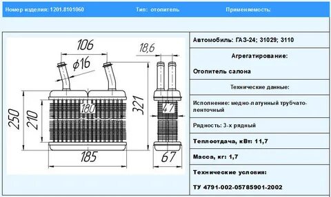 Размеры печки отопителя