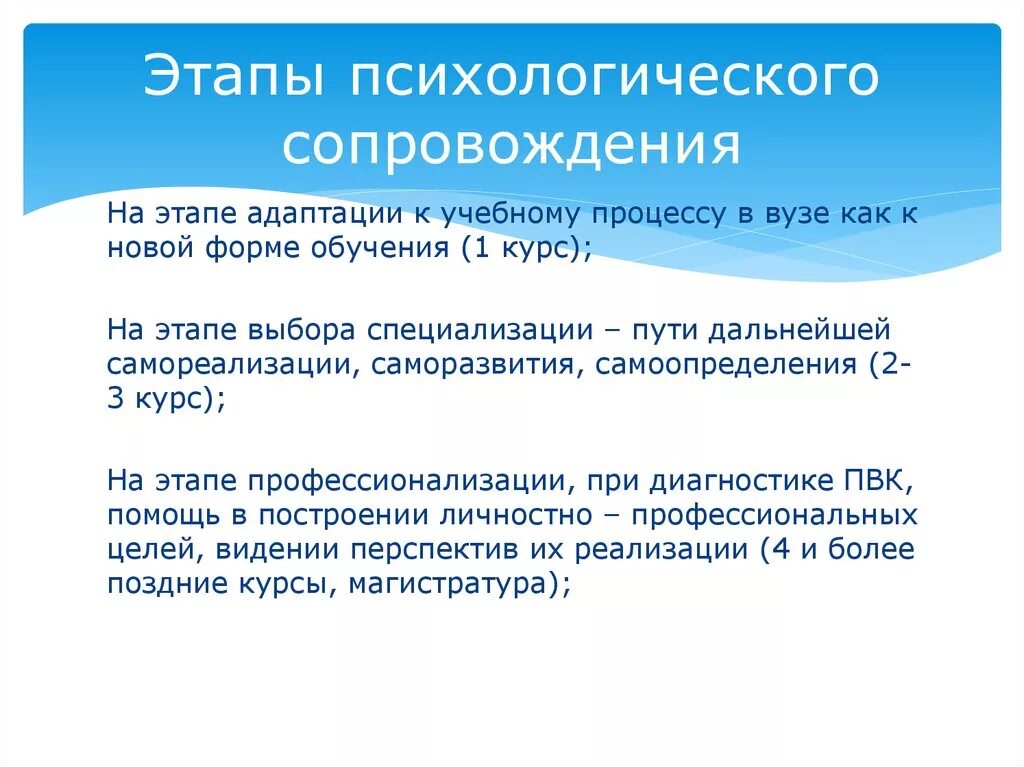 Психологическое сопровождение студентов. Этапы психологического сопровождения. Сопровождение программы этапы. Психологическое сопровождение в образовании. Психологическое сопровождение на стадии адаптации.