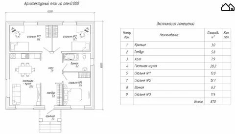 Планировка дома 80 кв