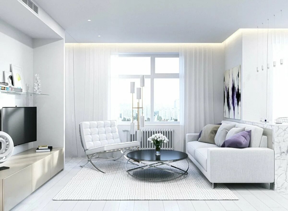 Минималистичный интерьер в квартире в ЖК "Красногорская Ривьера" White apartment