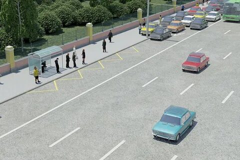 Места для остановок на разметке