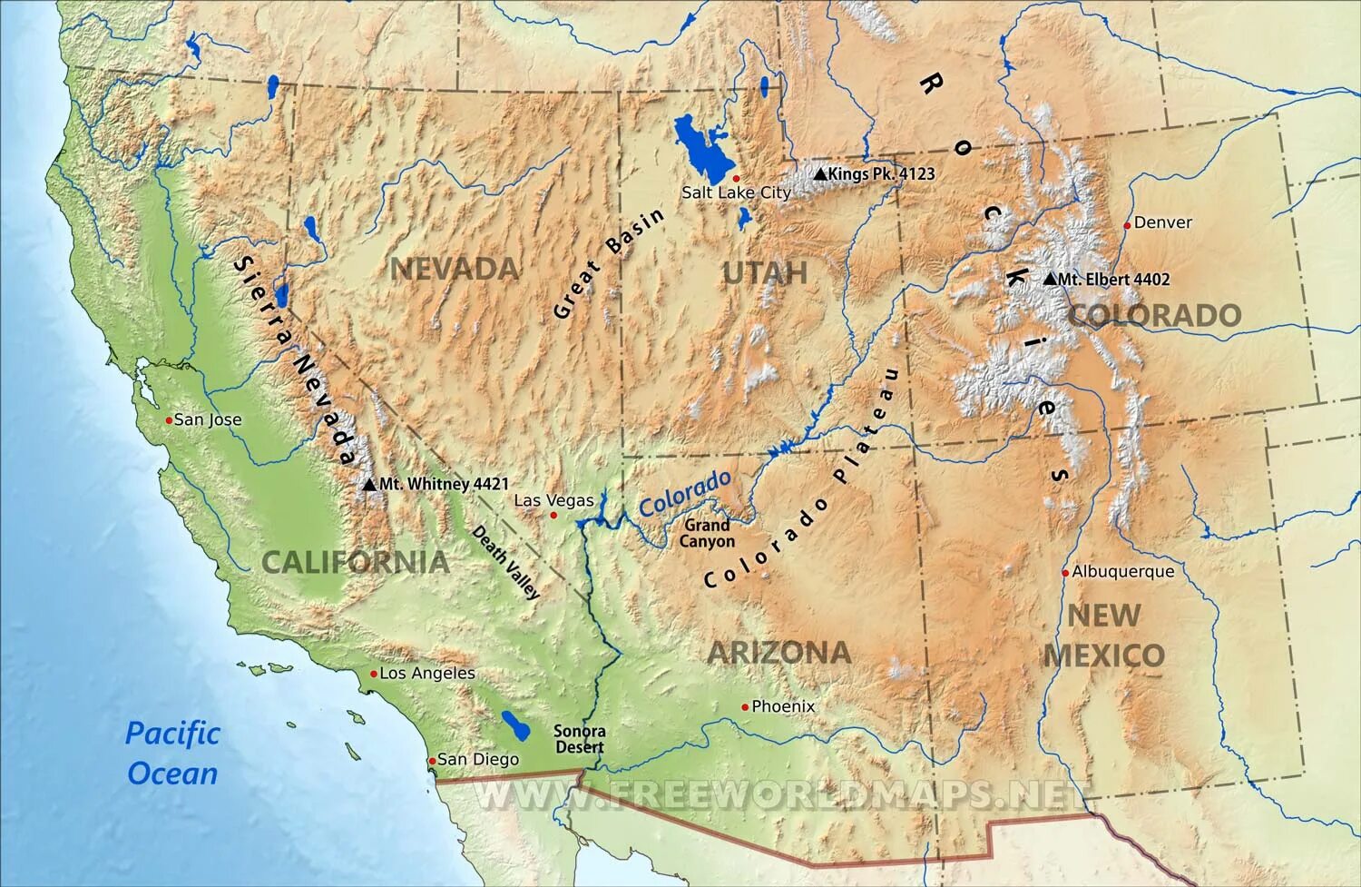 Где находится река сити. Плато Колорадо на карте Северной Америки. Река Колорадо на физической карте Северной Америки. Горы Колорадо на карте Северной Америки.