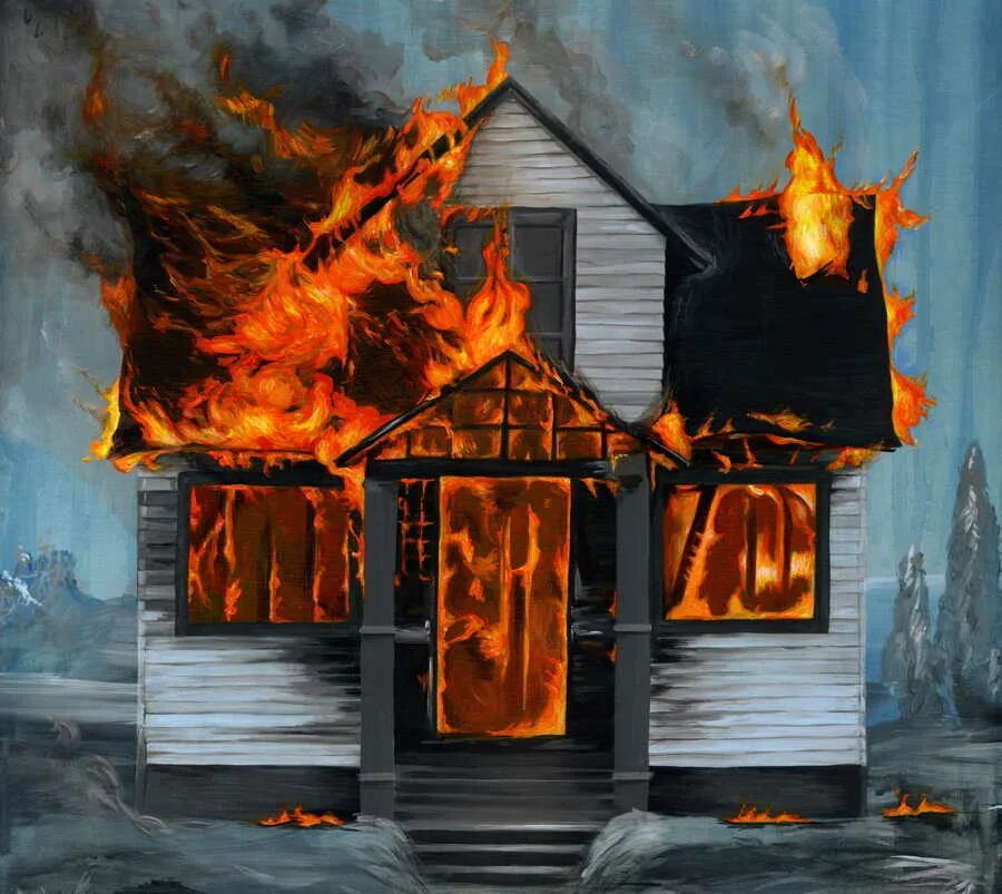 Ой дом в огне. Горящий дом. Дом горит. Горящий дом арт. Дом в огне.