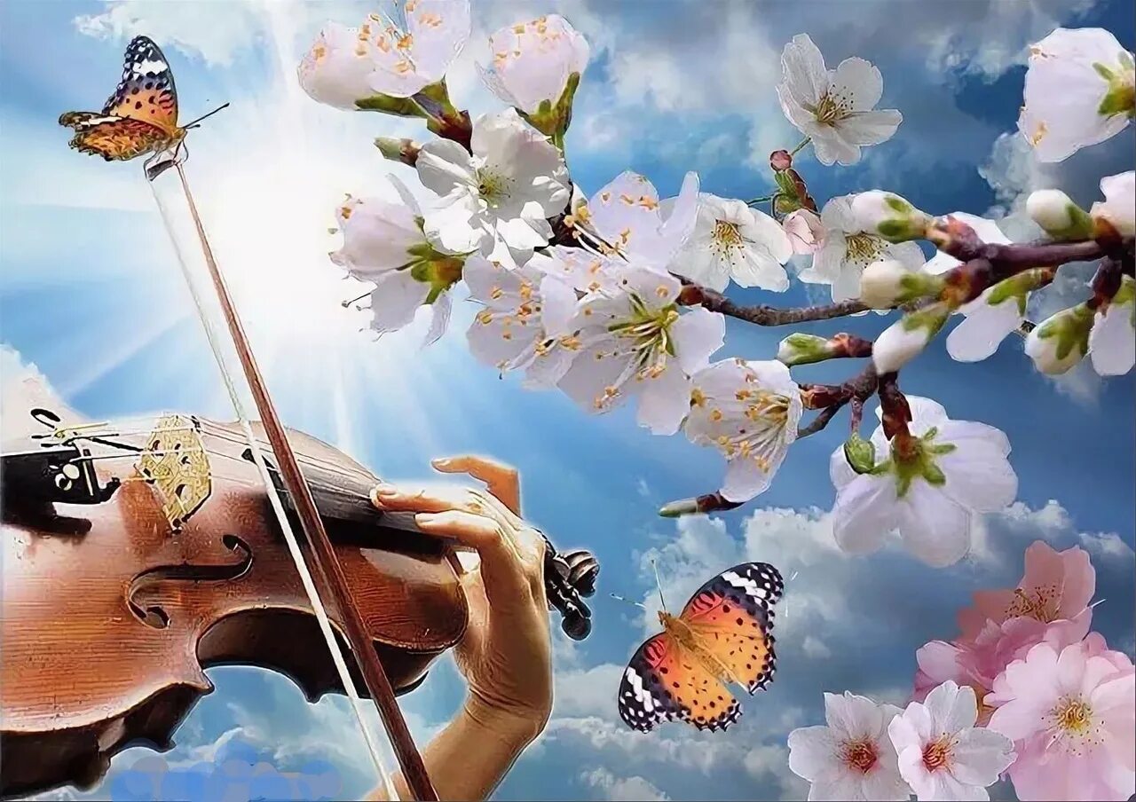 Здравствуй май песня. Музыкальный пейзаж. Картина музыкальные. Весенняя фантазия. Музыкальные инструменты и цветы.
