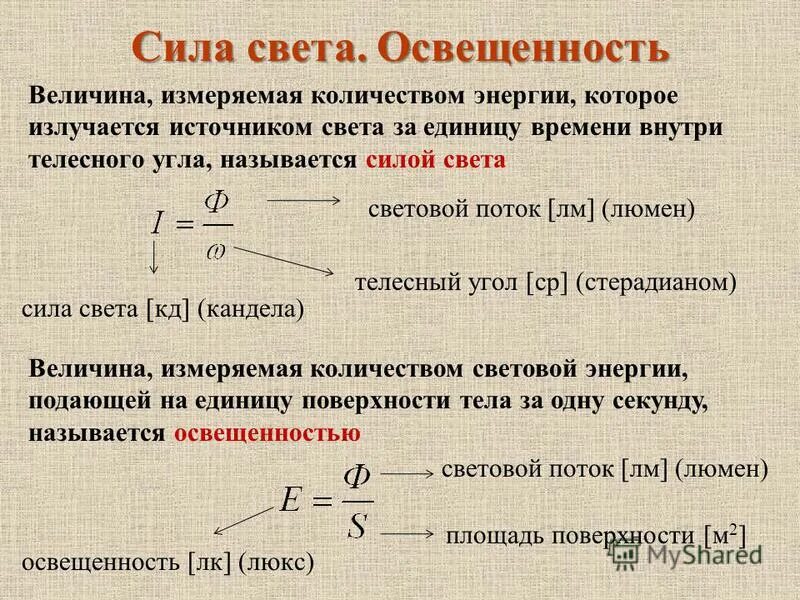 Максимальная мощность света. Яркость освещенность светимость световой поток. Световой поток источника света формула. Сила света и освещенность формула. Мощность светового потока формула.