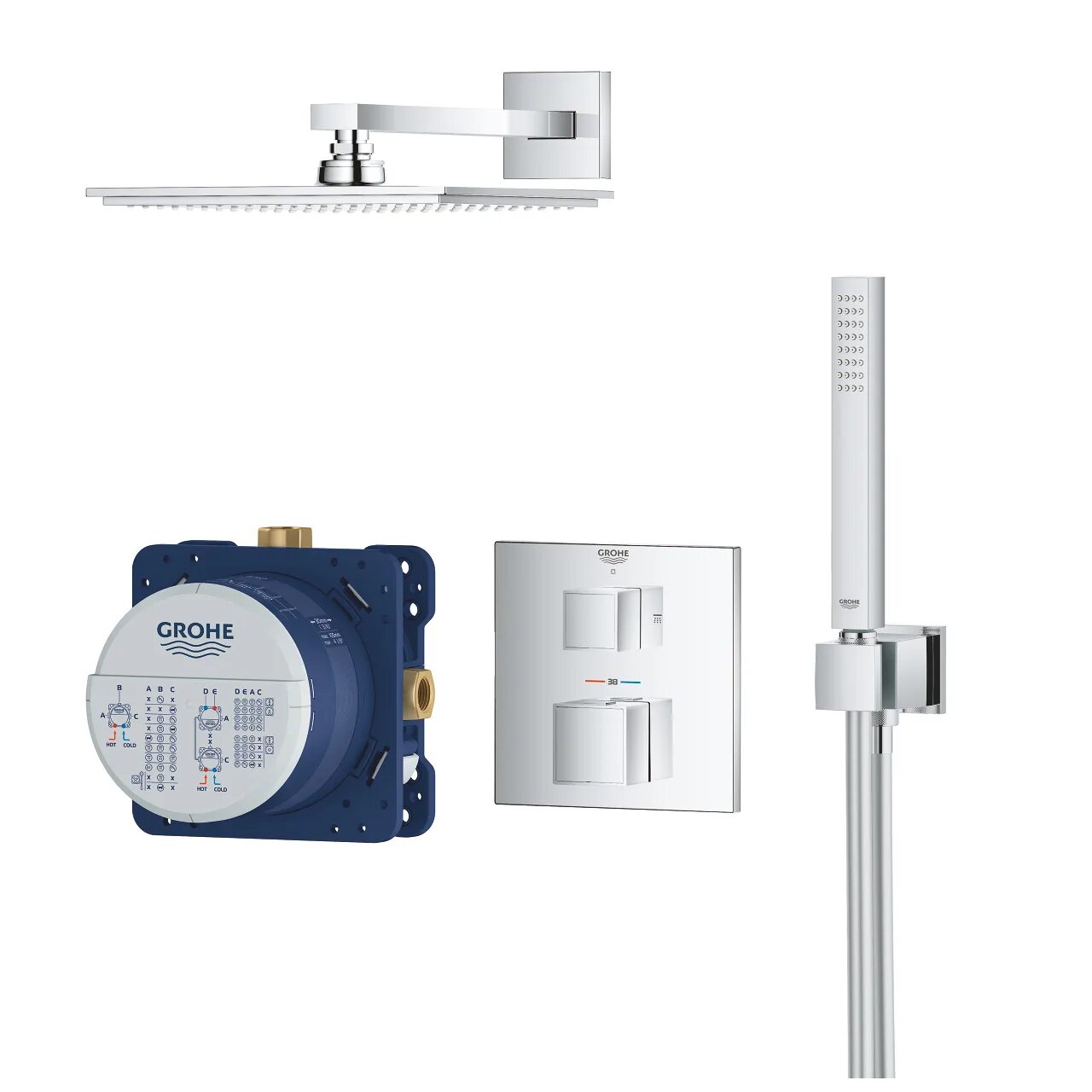 Душа grohe grohtherm. Grohe Grohtherm Cube 34741000. 34741000 Grohtherm Cube набор для комплектации душа. Комплект для Grohe Smartbox. Душевая система Grohe 34741000.