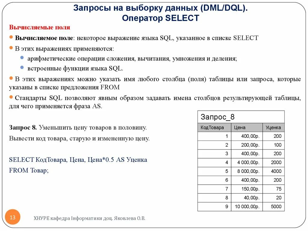 Выборка данных в sql. Запросы на выборку данных. Вычисляемое поле SQL. Операторы выборки данных SQL. Выборка базы данных пример.