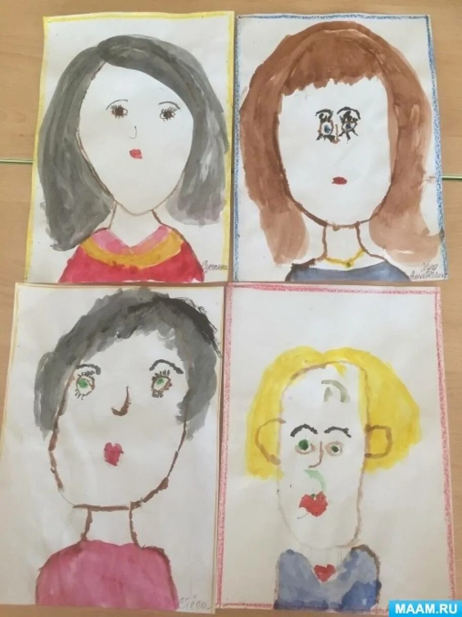 Портрет мамы. Портрет мамы рисование в старшей группе. Рисование портрета в старшей группе. Портрет рисование в подготовительной группе.