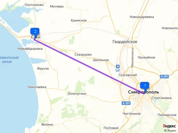 Какое расстояние до симферополя