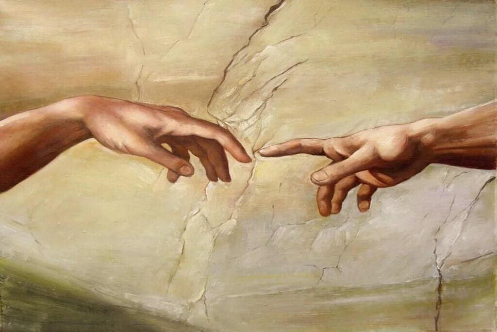 Микеланджело Сотворение Адама. Руки Микеланджело. Картина Микеланджело руки. Микеланджело прикосновение.