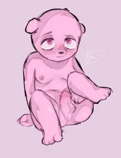 gordi (unicorn wars), male, mammal, moobs, nipples, penis, pink body, sitti...