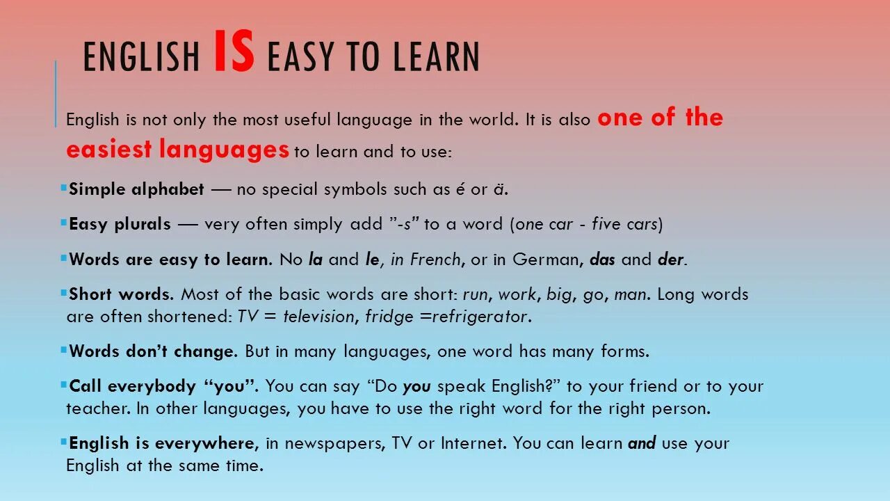 English is easy. Языки легче английского. ИЗИ на английском. Why English is easy to learn. Easy предложение