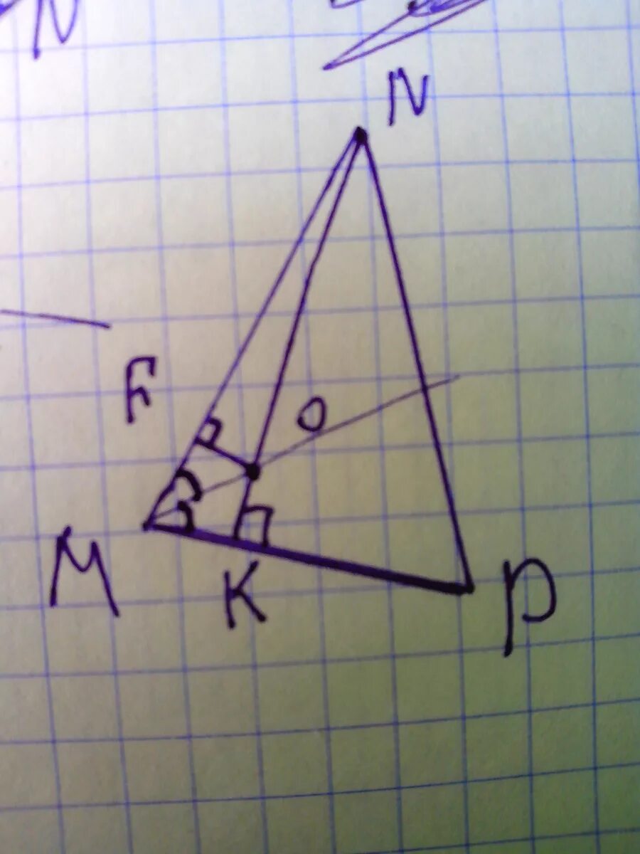 09 ok. Биссектриса остроугольного треугольника. Треугольник MNP. Острый угол MNP биссектриса. Остроугольный треугольник с биссектрисой угла м пересекает высоту NK.