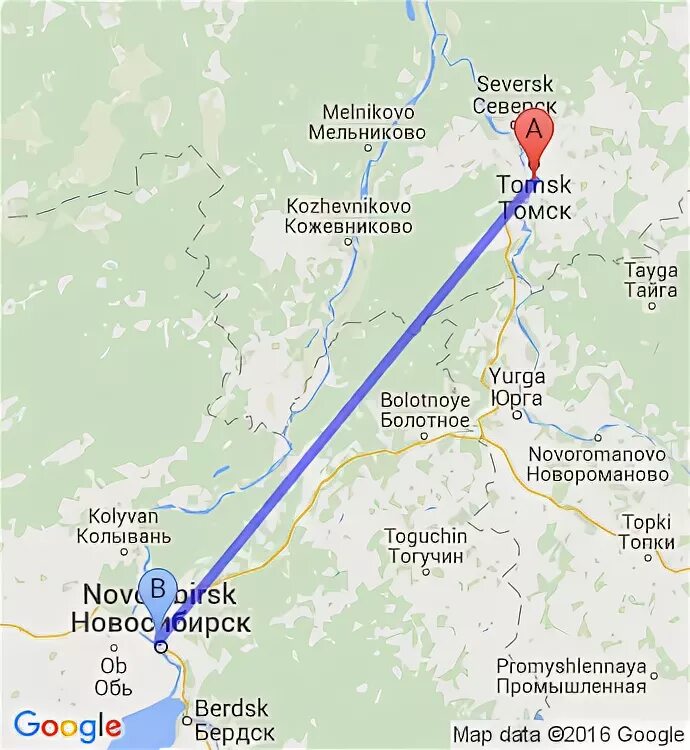 Расстояние северск