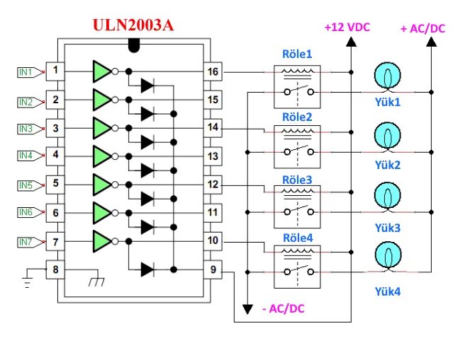 Electronics and Embedded Systems, Microcontrollers, Arduino: ULN2003A Darlington