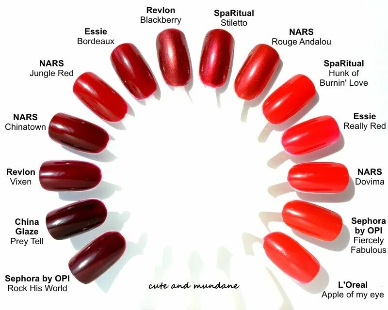 Цвета лаков названия. Красный лак для ногтей Essie палитра. Название красных лаков для ногтей. Оттенки красных лаков для ногтей. Палитра красных оттенков гель лаков для ногтей.