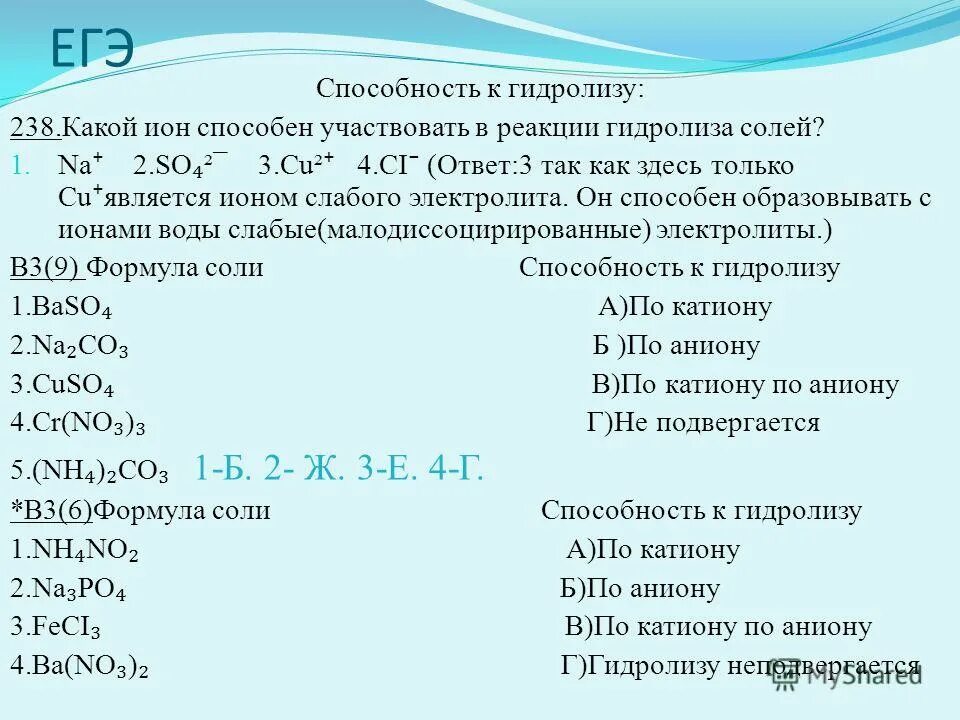 Гидролиза соли na3po4. Способность к гидролизу. Baso4 гидролиз. Способности солей к гидролизу. Определить способность соли к гидролизу.