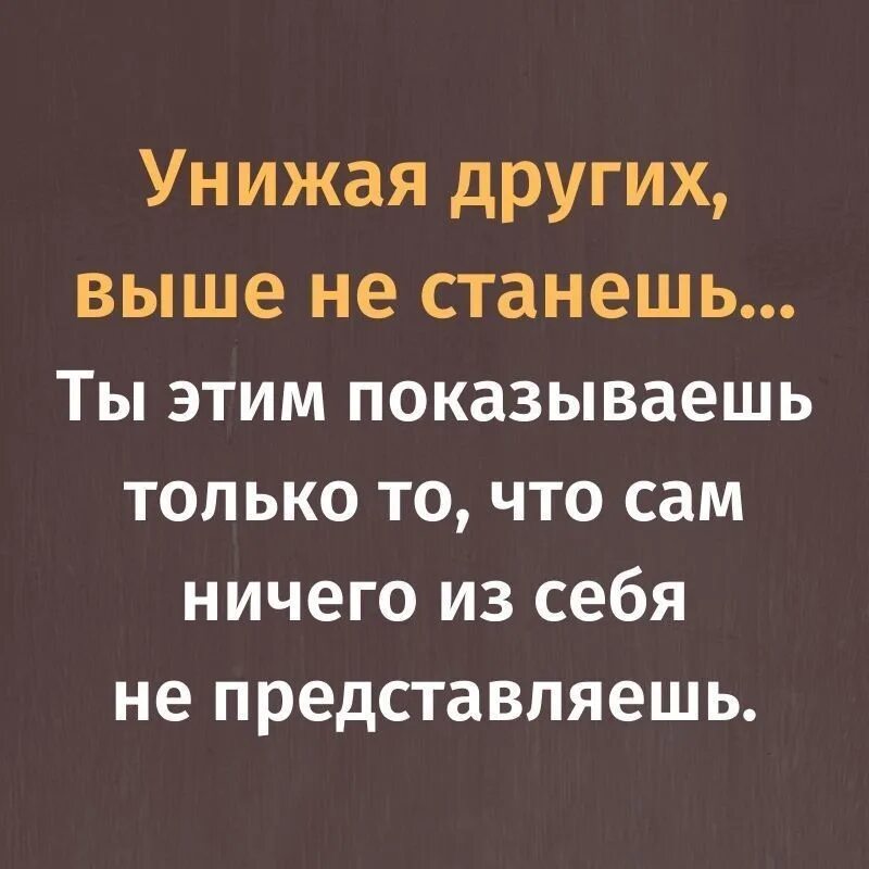 Сама оскорбление. Запомни унижая других выше не станешь. Унижая других выше не. Почему люди оскорбляют других. Унижая других выше не станешь цитата.