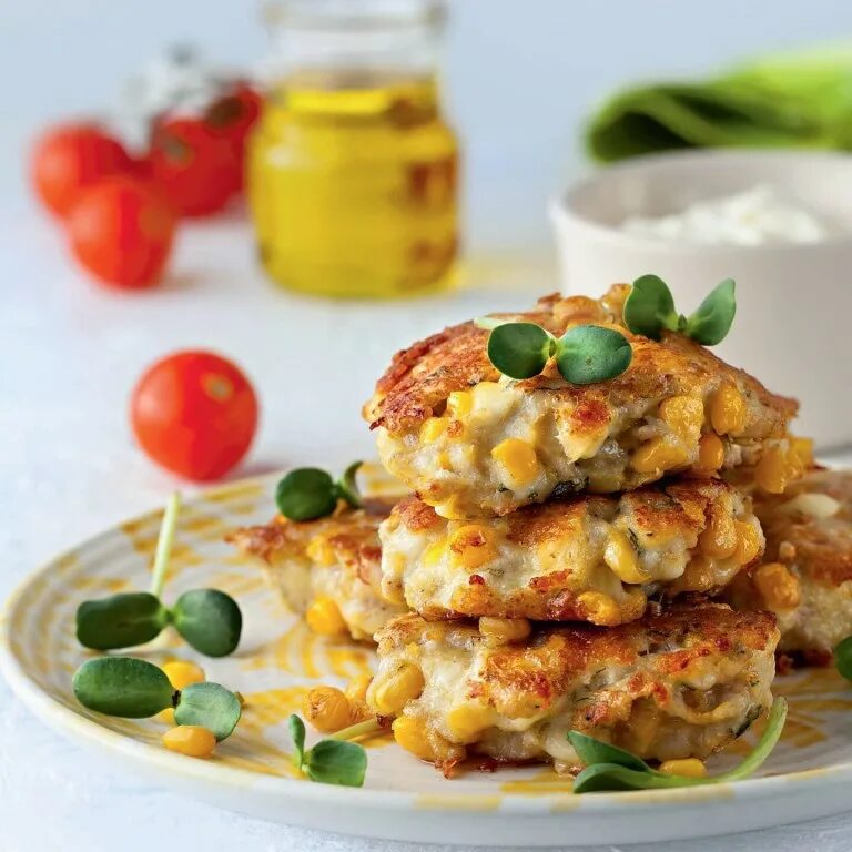Пышные куриные оладьи. Оладьи с кукурузой. куриные оладьи. оладьи с курицей. куриные оладьи с сыром.