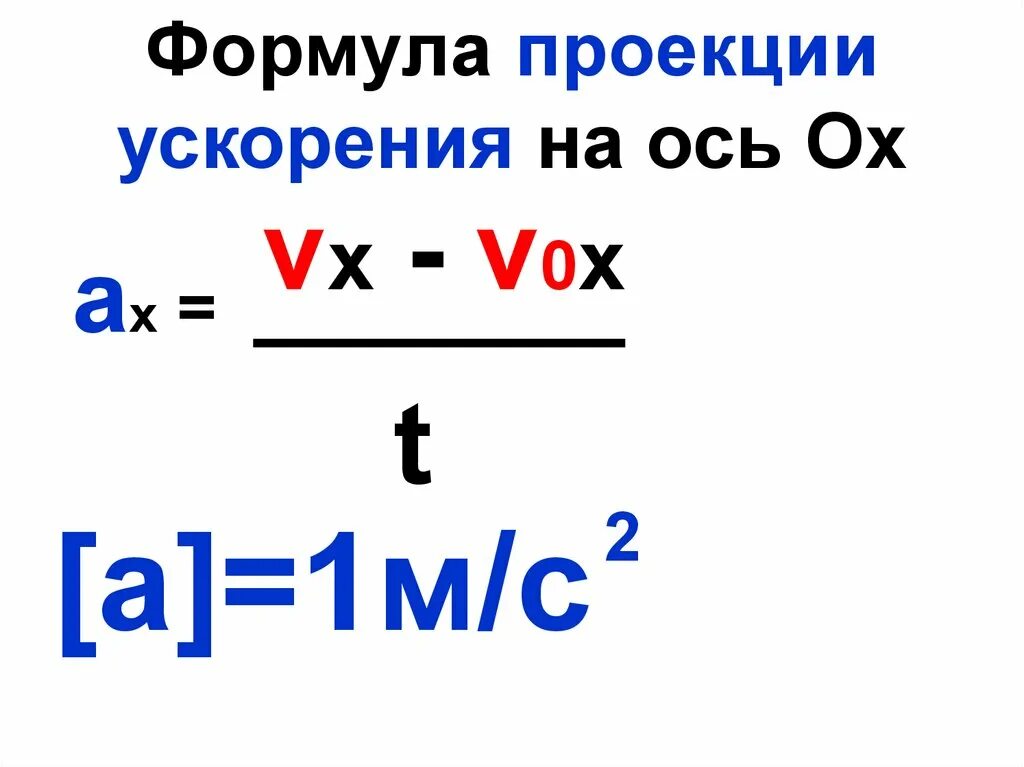 Формула скорости 5 класс. Формула ускорения. Формула проекции. Формула проекти ускорения. Формула ускорения на ось х.