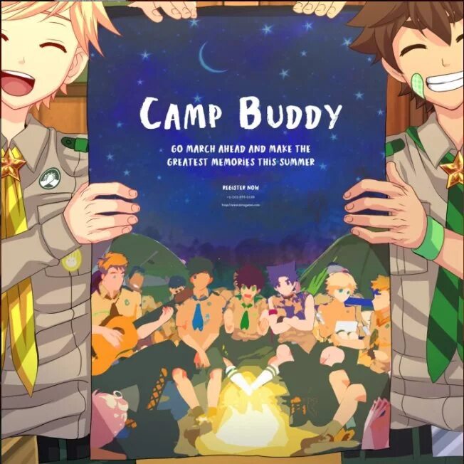 Camp buddy на русском языке. Эйден Флинн Camp buddy. Лагерь друзей Camp buddy. Нацумэ Кэмп Бадди. Концовка с Хантером Camp buddy.