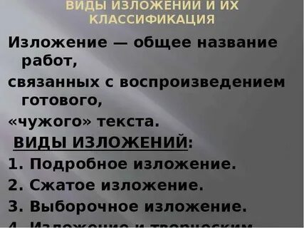 Виды изложений в начальной школе