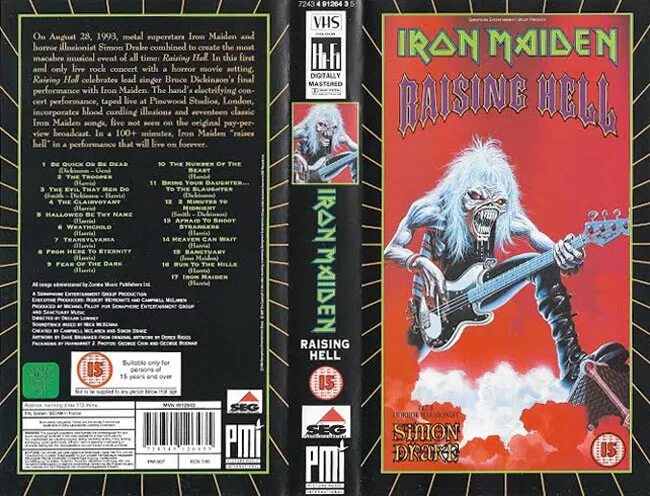 1993 описание. Iron Maiden raising Hell 1993. Iron Maiden raising Hell. Hell VHS. Simon Drake raising Hell.